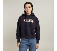 G Star Raw Womens G-Star RAW Old Skool Logo Loose Hoodie - Navy Cotton - Size Medium