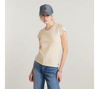 G Star Raw Womens G-Star RAW Stripe Eyben Slim V-Neck Top 2.0 - Multicolour Cotton - Size X-Large