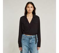 G Star Raw Womens G-Star RAW Tacoma Wrap Shirt - Black viscose - Size X-Small