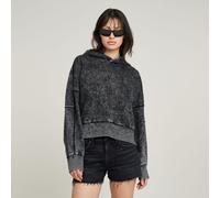 G Star Raw Womens G-Star RAW Washed Embossed Oversized Hoodie - Black Cotton - Size Large