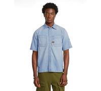 G-star Slanted Double Pocket Regular Short Sleeve Shirt Blue S Men