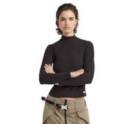 G-Star Women's Asymmetric Zip Cropped Slim Mock Top, Black (dk black D25056-D702-6484), S