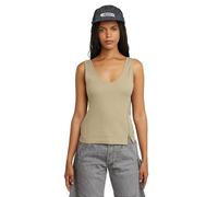 Asymmetrical Zip Slim Tank Top - Beige - Women M