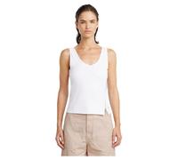 Asymmetrical Zip Slim Tank Top - White - Women L