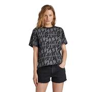 G-Star Women's Calligraphy Allover Boxy Top, Multicolor (grey asphalt raw paint D24765-D611-G419), S
