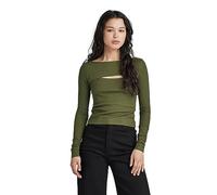 G-Star Women's Cut-Out Slim Boatneck Top, Green (dark olive D23811-D493-C744), XXS