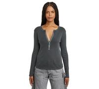 G-STAR Women's Deep V Slim LS Wmn T-Shirt, Grey (Petrol Gd D26140-d968-g476), M