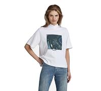 G-Star Women's Eye Dye Boxy Mock V-Neck Top, White (white D23092-C336-110), L