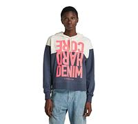 G-Star Women's Hard Core Denim Hoodie Color Block, Multicolour (fantem blue/papyrus color block D21897-D136-D208), XS