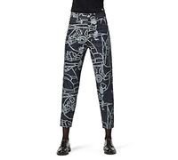 G-Star Women's Janeh Ultra High Mom Ankle Jeans, Multicolour (raw denim charcoal line art splatter D16083-C472-B894), 25W / 30L