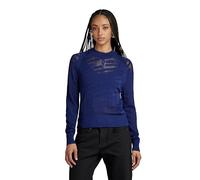 G-Star Women's Pointelle Text Knitted Sweater, Blue (ballpen blue D23924-B754-1822), XS
