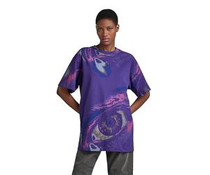 G-Star Women's Printed Boxy U Top, Multicolour (dk violet eye dye D22585-C338-G010), S