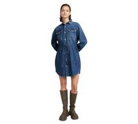 Relaxed Drawcord Denim Dress - Medium blue - Women L