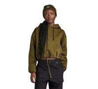 G-Star Women's Sleeve Graphic Cropped Loose Hoodie, Green (dark olive D23888-D425-C744), XS