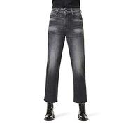 G-Star Women's Tedie Ultra High Straight Ripped Edge Ankle Jeans, Black (faded basalt D17177-C530-B155), 32W / 34L