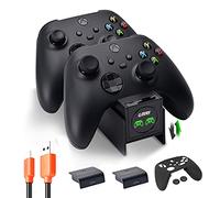 G-STORY Controller Charger for Xbox Series X/S, Xbox Controller Charging Dock Station with 1.5m Charging Cable & 2 * 1100 mAh Rechargeable Batteries & Controller Skin