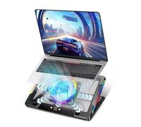 G-STORY Gaming Laptop Cooling Pad with Movable Fan and Automatic Speed Adjustable by Temperature,Music Sync RGB Light,Low Noise Laptop Cooler 3 Speed 1500/1750/2000RPM(140MM) Stand 12-18" Notebook