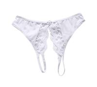 G String Cheeky Underwear for Women Sexy Low Waisted Tangas Breathable Panties Soft Lace Funny Thongs Lingerie Sheer Crotchless Briefs Comfor Stretch Tummy Control Cute See Through White
