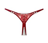 G String Crotchless Underwear for Women Flattering Embroidered Soft Panties Breathable Clear Sexy Underpants Thongs Cheeky Naughty Beaded Briefs Stretch Funny Tummy Control Eversoft Wine