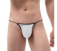 G-String Sexy Mesh See-Through Briefs for Men Erotic Thin waist rope Stretch Low Rise Thongs Gay Man Erotic Underpants Breathable Raised pouch Briefs Knickers for Party White