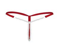 G String Thongs For Women Sexy Women Pearl G String And Solid Low Waist Underwear Maxi Briefs For Women Knickers Women Full Brief (Red, One Size)