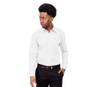 G-Style USA Men's Regular Fit Long Sleeve Solid Color Dress Shirts, White, Small/14-14.5" Neck, 32/33 Sleeve