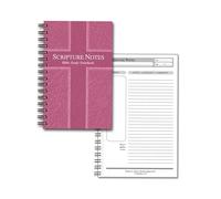 G.T. Luscombe Company, Inc. Scripture Notes, Bible Study, 9 x 5.5 inch, Spiral Bound, 100 Double-Sided Page, Hardboard Cover, Lined Notebook with Prompts and Text Boxes, Rose