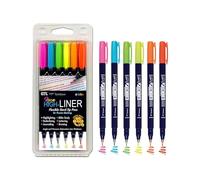 G.T. Luscombe Company, Inc. Tom Bow Bible Study High-Liner, Flexible Hard Tip, Brush Pens in Assorted Neon Pink, Blue, Green, Yellow, Orange, Red Colors for Underlining and Precise Marking