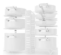 G-TING 8 Tier Pot Rack for Kitchen Organization, Adjustable Pot and Pan Lid Stands, 3 Installation Methods (White)