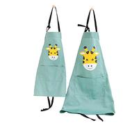 G-Tree 2 Pack Parent Child Apron - Cute Apron for Cooking,Baking,Painting,Gardening, Durable Apron with Pocket, for Father Mother Son Daughter - Green