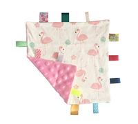 G-Tree Pink Baby Tag Comforter Taggy Blanket - Tag Taggy Security Blanket Toddler Plush Comforter - Pale Pink Textured Underside
