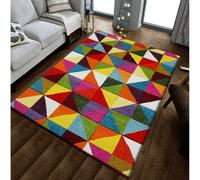 (G-Triangles, 80cm x 150cm) Modern Design Hand Carved Runner Multi Colour Rugs