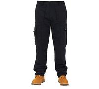G-Tuff Men's Essential Multi Pocket Cargo Work Trousers with Knee Pad Pockets - Black - 38/29