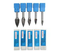 G Type Carbide Rotary Burr Kit, 6mm Shank Single Cut Heat Treated Burr Files for Grinding and Sculpting, 5 - Piece Set for Die Grinder, Wood Carving, Deburring