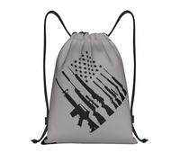 G-Un America Flag Art Sports Backpack Scratch Sports Drawstring Foldable String Bag For Swim Hunting Climbing 39X46Cm