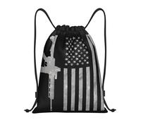 G-Un America Flag Sack Backpack Waterproof Gym Sack Backpack Scratch Sport Bag String For Outside School Shopping 39X46Cm