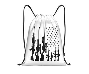 G-Uns America Pattren Drawstring Backpack Stylish Drawstring Pe Bags Scratch String Bag For Shopping Hunting Women 39X46Cm
