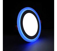 G.W.S® 12W+4W Blue Edge Lit Round Circle LED Recessed Flat Panel Downlight Ceiling Light Day White, LED Driver Included