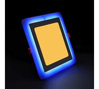 G.W.S® 12W+4W Blue Edge Lit Square LED Recessed Flat Panel Downlight Ceiling Light Warm White, LED Driver Included