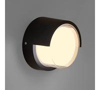 G.W.S® 12W Black Modern LED Sconce IP54 Indoor/Outdoor Round Wall Light Warm White 3000K (WL-C-RD-WW)