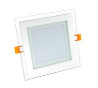 G.W.S® 12W Dimmable Crystal Glass Edge Square LED Recessed Flat Panel Downlight Ceiling Light Day White (6000K), LED Driver Included