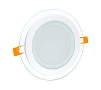 G.W.S® 18W Crystal Glass Edge Round Circle LED Recessed Flat Panel Downlight Ceiling Light, 3 Colours Built-in Day White+Warm White+Neutral White, LED Driver Included