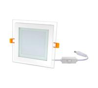G.W.S® 18W Crystal Glass Edge Square LED Recessed Flat Panel Downlight Ceiling Light 3CCT (3000K+4000K+6000K), LED Driver Included