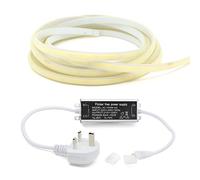 G.W.S® 1M Cool White 6000K AC 220V-240V Seamless LED COB Strip Light with Flicker Free Power Supply, IP65 Waterproof, Cuttable Every 50CM