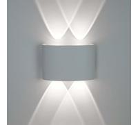 G.W.S® 4W White Modern LED Sconce IP54 Indoor/Outdoor Up and Down Wall Light Cool White 6000K (WL-T4-CW)