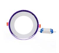 G.W.S® 6W+2W Ultra Thin Chrome Mirror Purple Edge Lit Round Circle LED Recessed Flat Panel Downlight Ceiling Light Day White, LED Driver Included