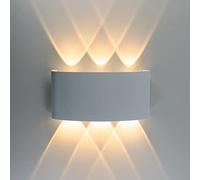 G.W.S® 6W White Modern LED Sconce IP54 Indoor/Outdoor Up and Down Wall Light Warm White 3000K (WL-T6-WW)