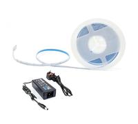 G.W.S® DC 24V 5M Seamless COB LED Strip Light, 8MM Wide 256 LEDs/M Neutral White 4000K, Flexible IP20 Rope Tape Full Kit, Power Supply & UK Plug Included