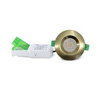 G.W.S® Fir LED Downlight, Brushed Brass Bezel, 4CCT, Dual Wattage 5W/8W, Dimmable, IP65, 30, 60 & 90 Minutes Fire Safe, Pack of 1