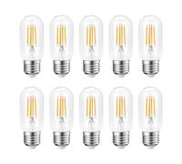G.W.S® LED Filament Bulb, T45 E27 Edison Screw, LED Tubular Bulb, 4W Dimmable Day White 6400K, Clear Glass, Pack of 10